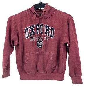 Oxford University Hoodie Mens Small Burgundy Collegiate Pullover Sweatshirt